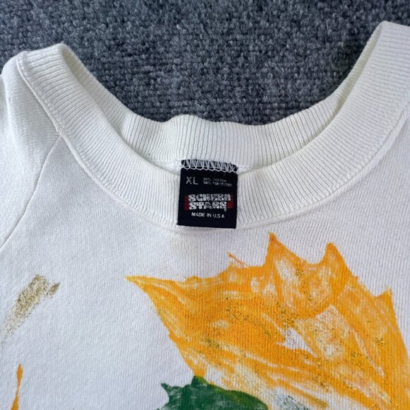 VTG Screen Stars Sweater Sweatshirt XL 90s Womens USA Made Floral Glitter - Picture 6 of 10